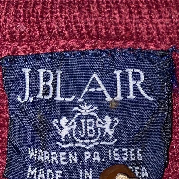 Vintage John Blair Polo Button Up Pullover Sweater Maroon White Stripe Men XXL - Picture 4 of 6